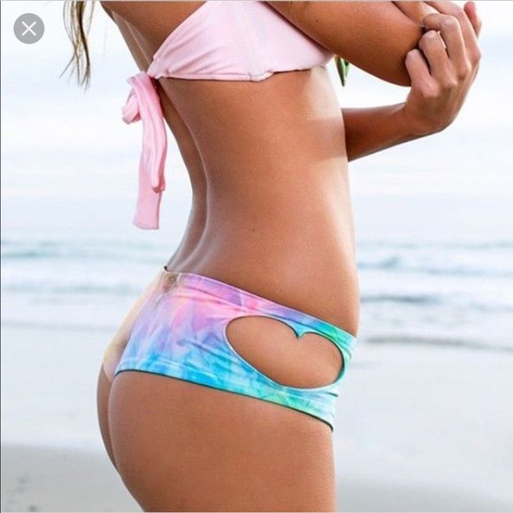 Lolli Swim tie dye, cut-out heart bottoms!